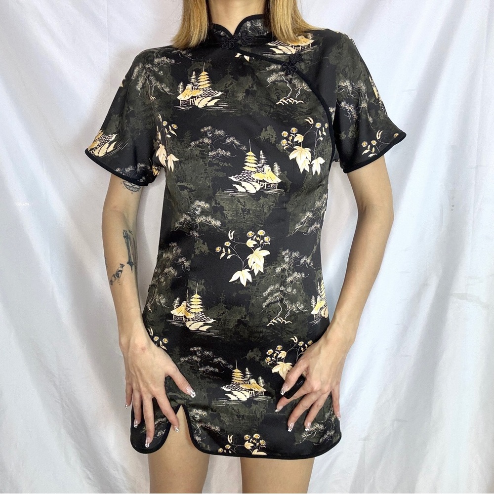 Zara oriental printed cheongsam dress